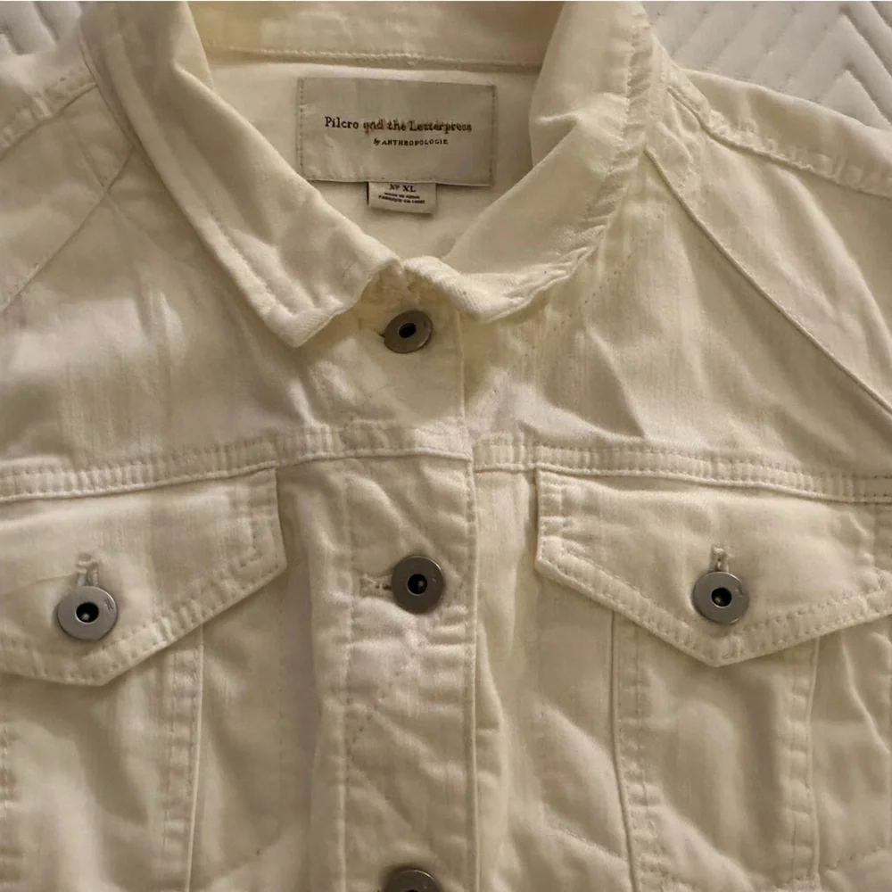 Pilcro and the Letterpress Cream Jean Jacket with Embroidered Hem - Picture 3 of 6